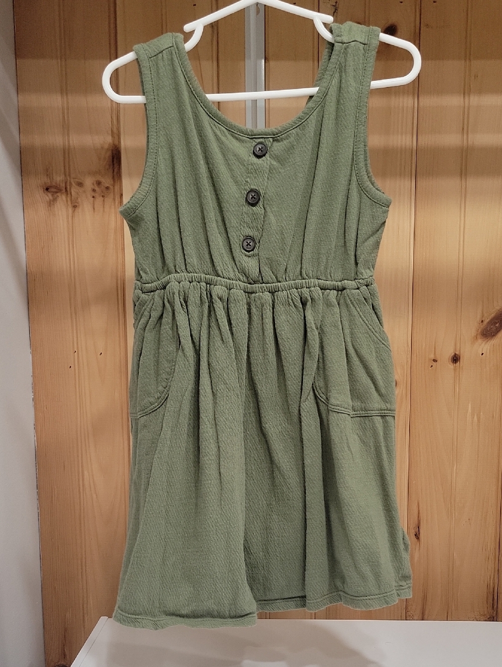 Old Navy Olive Green Sleeveless Knit Dress with Front Buttons